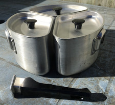 Vintage 3 Triple Aluminium Pans Saucepans - Camping / Caravan / Motorhome 