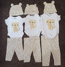 Set of 3 F&F Baby Girls Leopard Vest, Legging and Hat Sets - 3 Baby Sizes