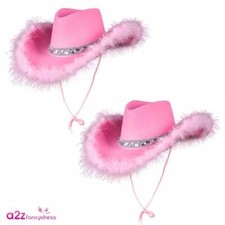 2 x Pink Fluffy Sequin Cowgirl