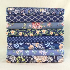8pc Sewing Craft Blue Floral
