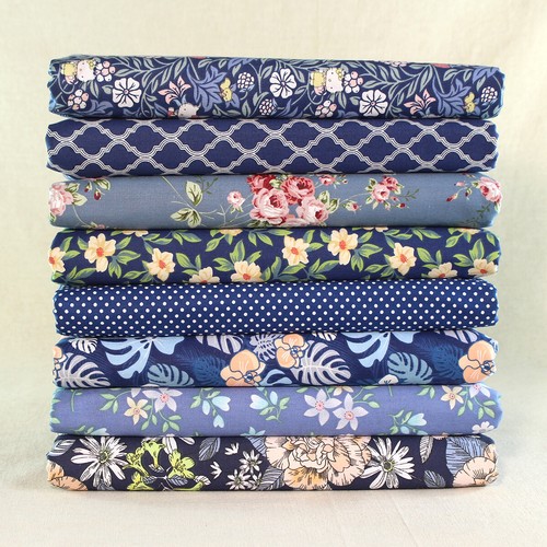 8pc sewing craft - blue, floral