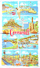 Cornwall Landmarks Tea Towel