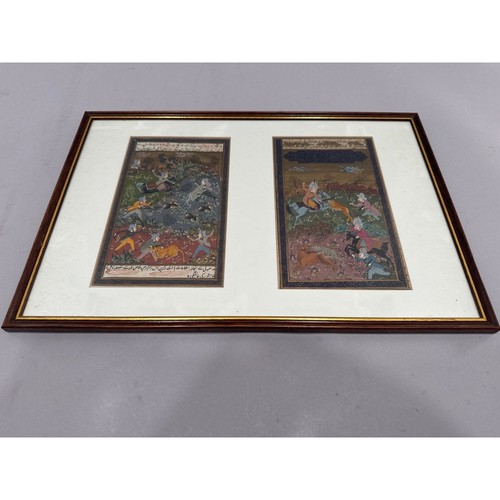 Framed persian miniature hunt - framed,