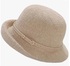 XGOPTS Womens Summer Cloche Sun Hat Foldable Short Brim Beige