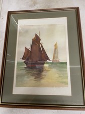 Vintage 1920s Watercolour Sailing Vessels Boats Yachts Not Signed