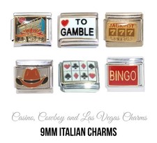 Las Vegas gambling 9mm Italian charm  - Fits 9mm classic Italian charm bracelets