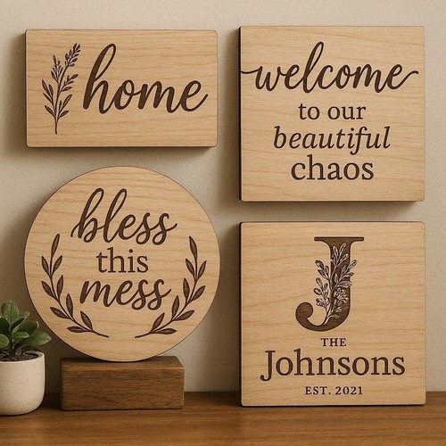 Laser engraved wooden home - laser,