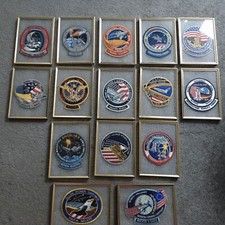 NASA - Space Shuttle Embroidered Patch / Badge, x 15 Framed.