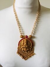 Kundan Square Bridal Hindu God necklace Red Stones Pearl Jewellery Royal Party