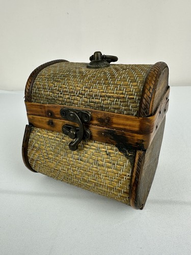 Vintage woven wicker wood - wicker,