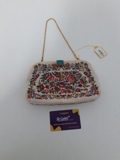 Vintage Victorian Tapestry Needlepoint Bag Gold Detail Clasp Purse Clutch