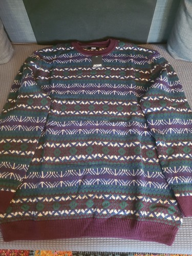 Burgundy crew neck fairisle - neck,