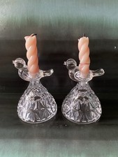 Vintage Hofbauer Lead Crystal Byrdes Candle Holders Birds West Germany 3” tall