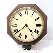 Gents GPO electric clock octagonal 12 inch dial mahogany brass Type 50B 1963