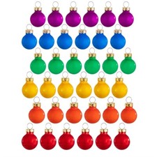  Sass & Belle 36 Mini Glass Rainbow Metallic Christmas Tree Decoration Baubles