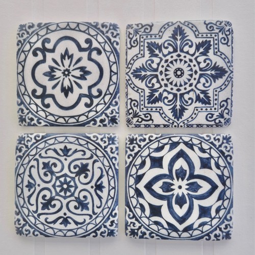 Resin coasters set blue - coasters,