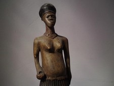 Old African tribal - carved wood carving - female figure