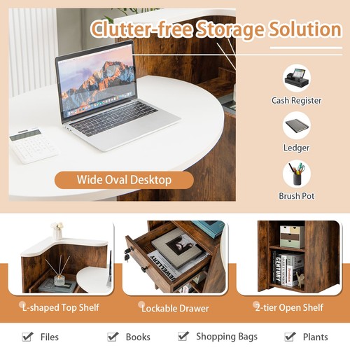 White reception desk front - desk,