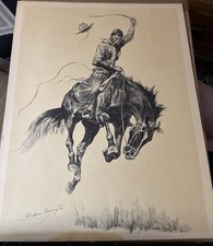 ART PRINT, A BUCKING BRONCO BY