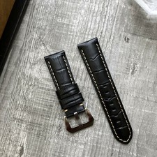 Black Grain Leather Watch Strap For Panerai Luminor Marina PAM 22mm 24mm 26mm