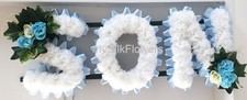 SON Artificial Silk Funeral Tribute Any 3 Letter Name Flower Wreath MUM BRO DAD