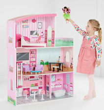 Pink Wooden Fashion Dolls House Pretend Play Fun Kids Children Toy Playhouse