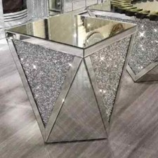 Crushed Diamond Shape Mirrored Table Lamp End Side Table Console Table 47x47cm