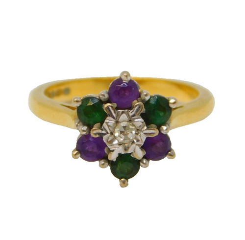 18ct gold emerald amethyst - 18ct, &
