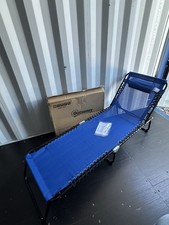 Outsunny Foldable Sun Lounger Outdoor 4 Level Adjustable Backrest Navy Blue