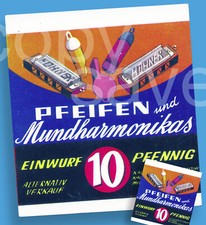 Old Bubble Gum Machine Content Card 1950s-60s Pipes Harmonicas