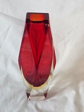 Murano glass vase Sommerso red