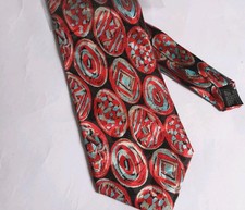 Pure Silk Red Patterned Tie