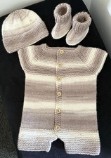 Hand Knitted Taupe & Cream