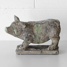 Weathered Terracotta Pig Ornament Aged 27cm Garden Statue Front Porch Lawn Decor