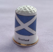 Birchcroft Bone China Thimble - Scotland - Scottish Flag