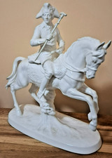 Rare complete figurine of Marshal riding his horse holding batten by Hertwig