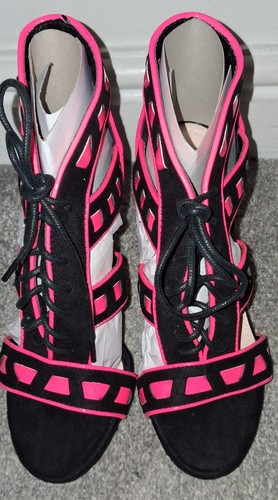 Black velvet pink shoes - &,