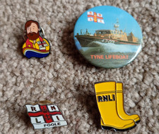 4x RNLI Pin Badges Bundle - Retro Lifeboats Charity Advertising POOLE & Wellies