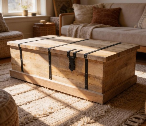 Vintage style wooden trunk