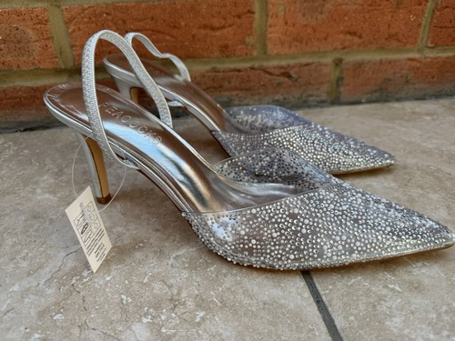 Peacocks silver glitter heels - glitter,