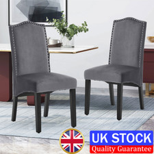 Velvet Kitchen Dining Chair High Back Dinning Room Upholstered Seat Chairs Grey