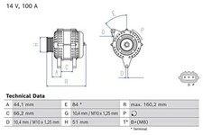 Alternator BOSCH Fits MAZDA 2
