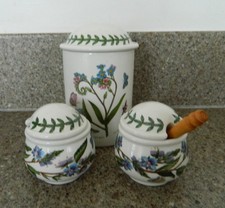 SELECTION OF 3 DOMED LID PORTMEIRION BOTANIC GARDEN POTS - FORGET-ME-NOT - VGC