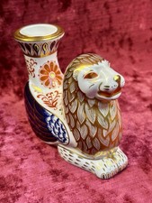 A Delightful Royal Crown Derby Mythical Beast Candleholder- Lion Paperweight.