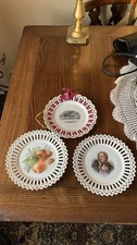 Three antique ribbon plates - antique,