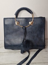 Ladies navy gold hoop handle