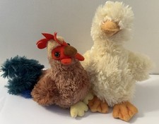 Aurora  Duck 7”  &  Cockerel 5”    Soft toy bundle birds 