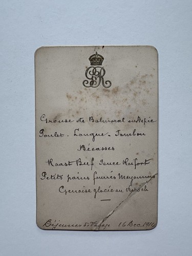 Antique royal menu card king - royal,