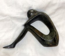 Bronze solid casting lady thinking mid 20th cent europe Signed