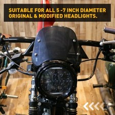 Universal Motorcycle Headlight Windshield 5-7'' Round Blackd Kit Fit BMW /Ninja
